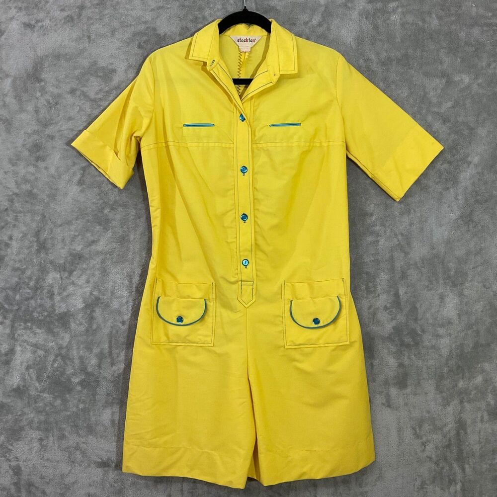 Vtg. 60’s / 70’s ? Playsuit Romper Jumpsuit women’s 9/10 Pin Up Go Go  USA
